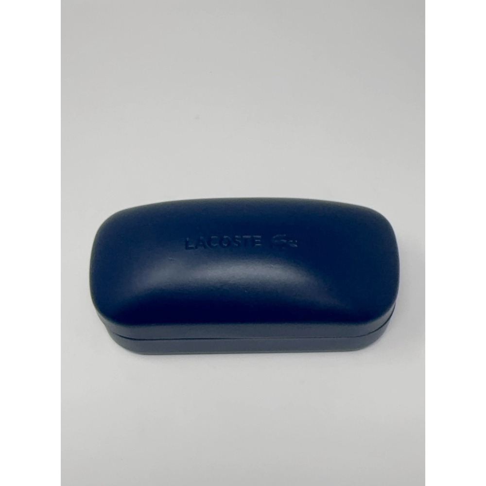 Lacoste Clamshell Eyeglass Glasses Case Embossed Logo Crocodile Navy‎ Hard Shell